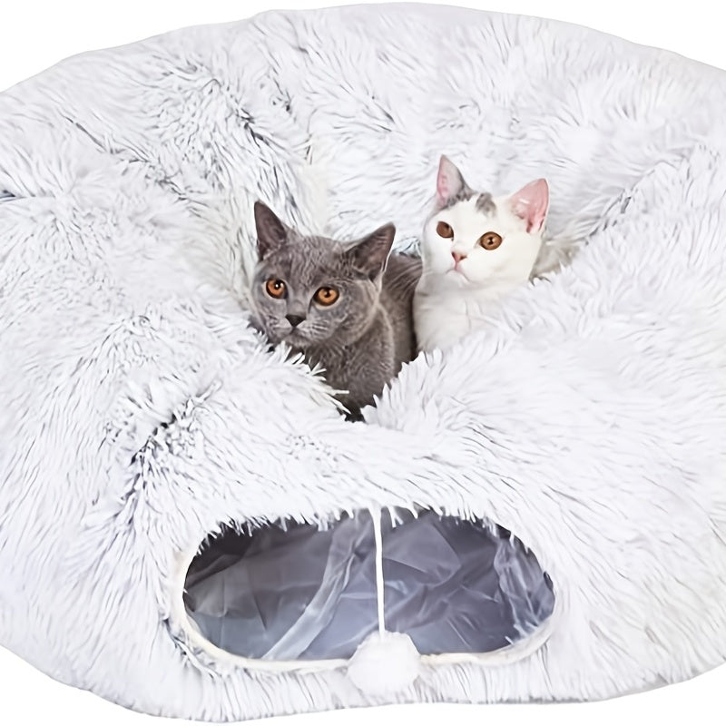 Round Plush Cat Tunnel Nest