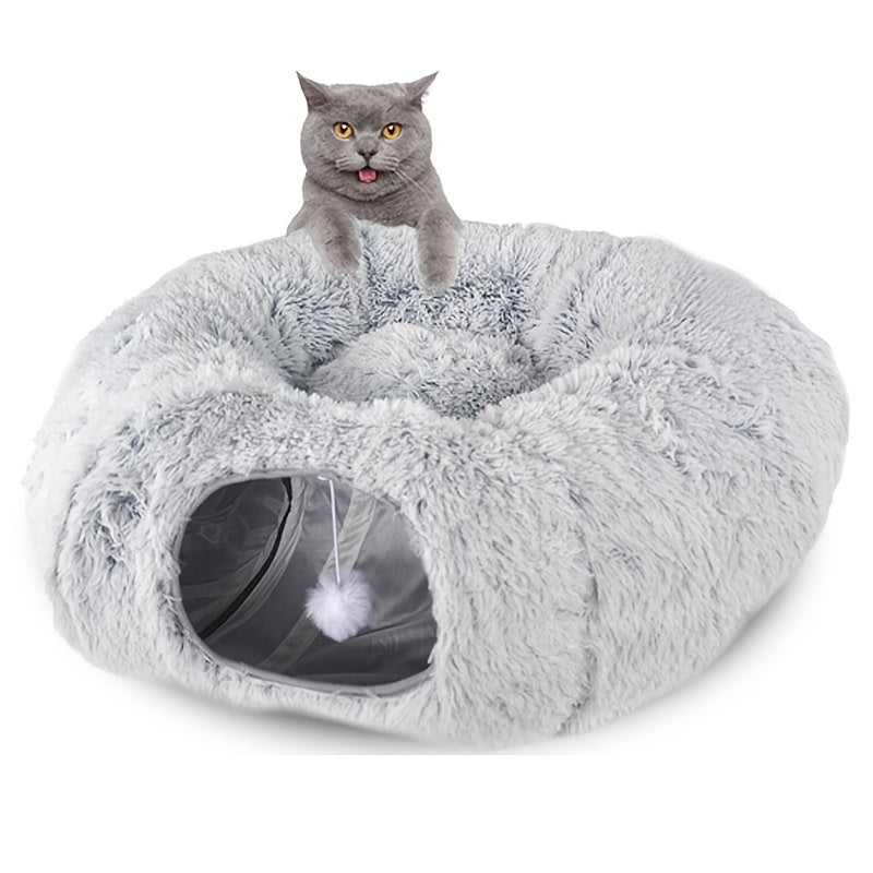 Round Plush Cat Tunnel Nest