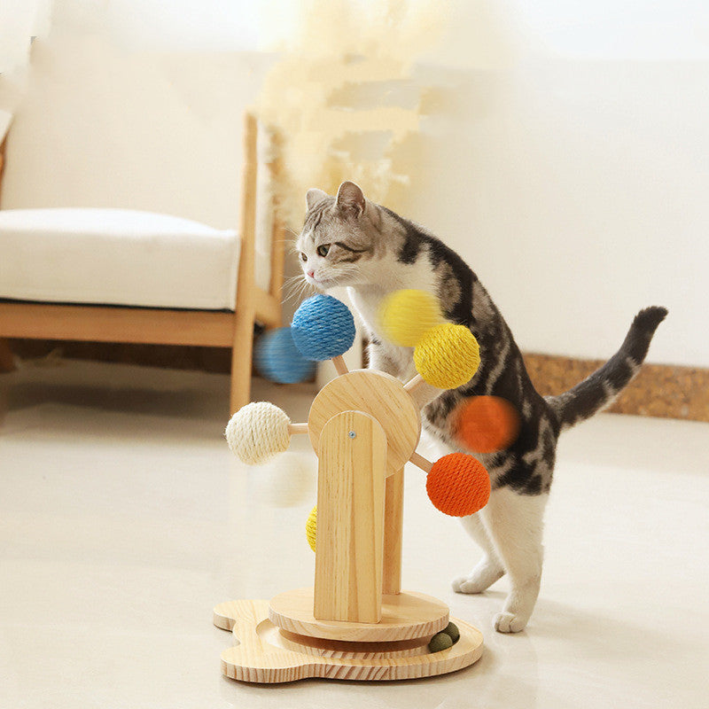 Wood Rotary Scratch Board Sisal Toy