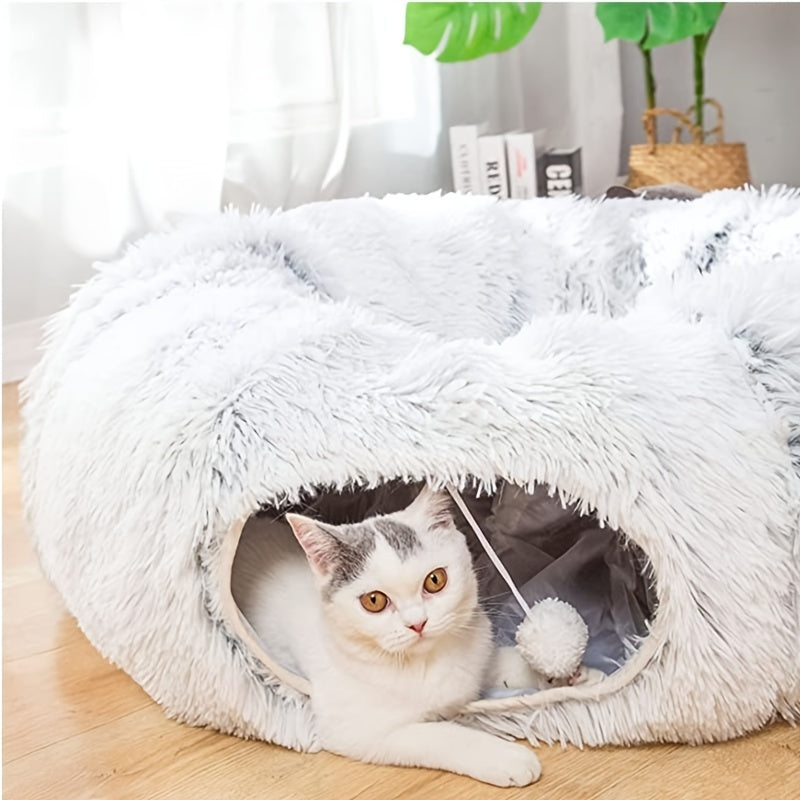 Round Plush Cat Tunnel Nest