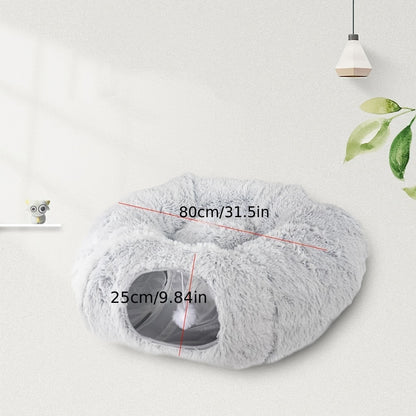 Round Plush Cat Tunnel Nest