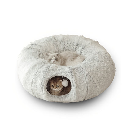 Round Plush Cat Tunnel Nest