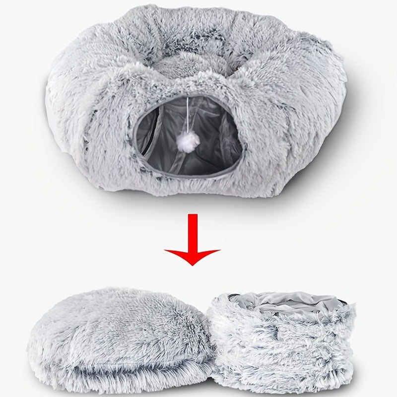 Round Plush Cat Tunnel Nest