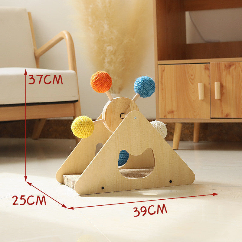 Wood Rotary Scratch Board Sisal Toy