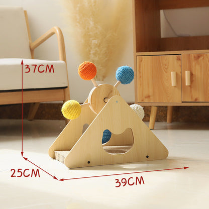 Wood Rotary Scratch Board Sisal Toy